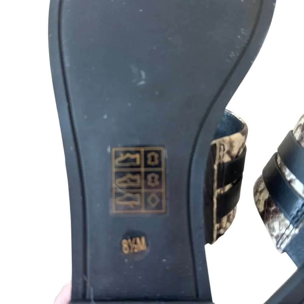 Tory Burch Leigh Thong Sandals 8.5 Roccia Snakeskin Black Logo